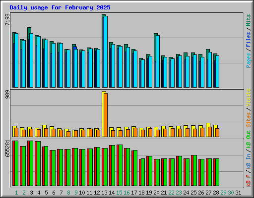 Daily usage for February 2025